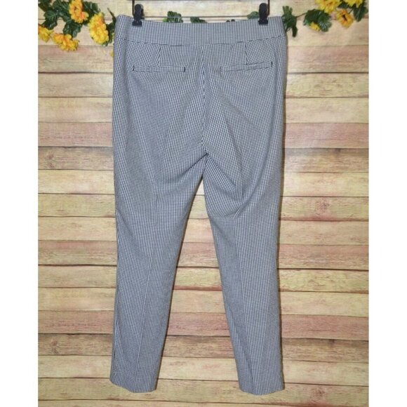 LOFT Black & White Gingham Ankle Pants Trousers Size 6 Pockets Career Stretch - Picture 5 of 10